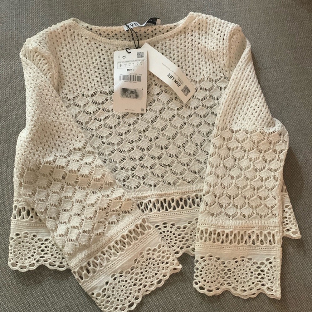 Zara crop crochet top NWT